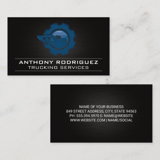 Bouwvoertuig Blauwe Logo Visitekaartje (Voorkant / Achterkant)