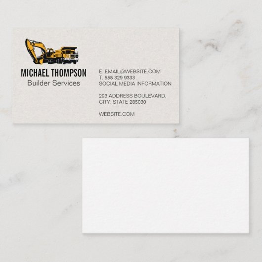 bouwvoertuig | Builder-Visitekaartje Visitekaartje (Voorkant / Achterkant)