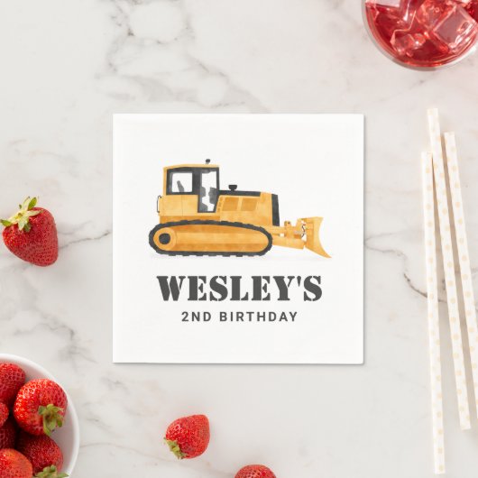 Bouwvoertuig Bulldozer Verjaardagsfeest Servet (Insitu)