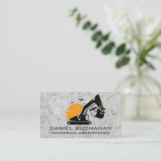 Bouwvoertuig | Concrete achtergrond Visitekaartje (Staand voorkant)