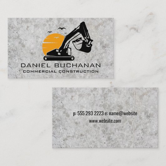 Bouwvoertuig | Concrete achtergrond Visitekaartje (Voorkant / Achterkant)