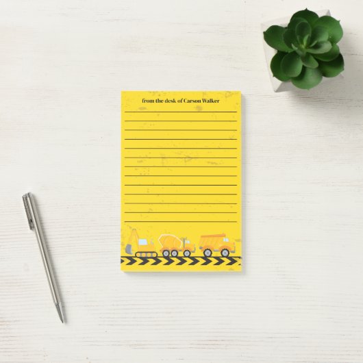 Bouwvoertuig Custom Kinder Yellow Lined Post-it® Notes (Kantoor)