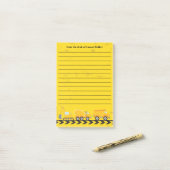 Bouwvoertuig Custom Kinder Yellow Lined Post-it® Notes (Op bureau)