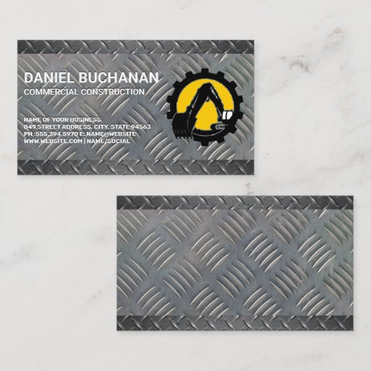 bouwvoertuig | Diamantgeplateerd staal Visitekaartje (Voorkant / Achterkant)