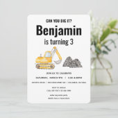 Bouwvoertuig Digger Verjaardag Kaart (Staand voorkant)