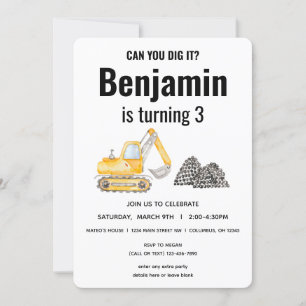 Bouwvoertuig Digger Verjaardag Kaart