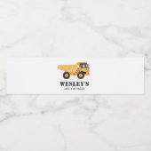 Bouwvoertuig Dump Truck Verjaardag Waterfles Etiket (Enkel label)