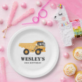 Bouwvoertuig Dump Truck Verjaardagsfeest Papieren Bordje (Feest)