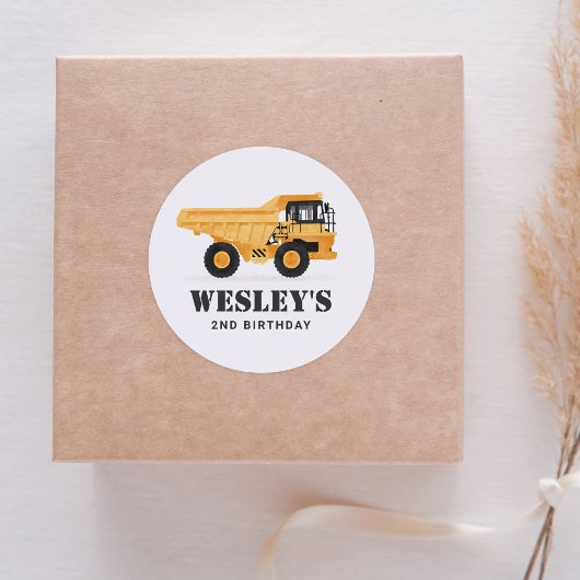 Bouwvoertuig Dump Truck Verjaardagsfeest Ronde Sticker