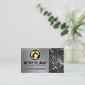 Bouwvoertuig en blauwdruk visitekaartje (Staand voorkant)