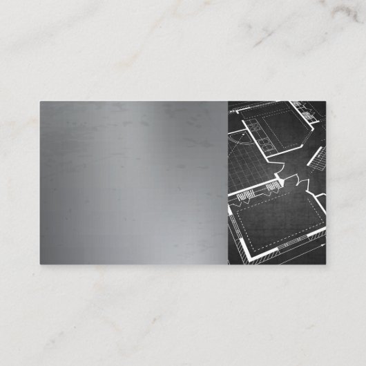 Bouwvoertuig en blauwdruk visitekaartje (Achterkant)