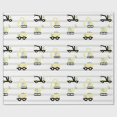 Bouwvoertuig en verkeerspatroon cadeaupapier (Vlak)