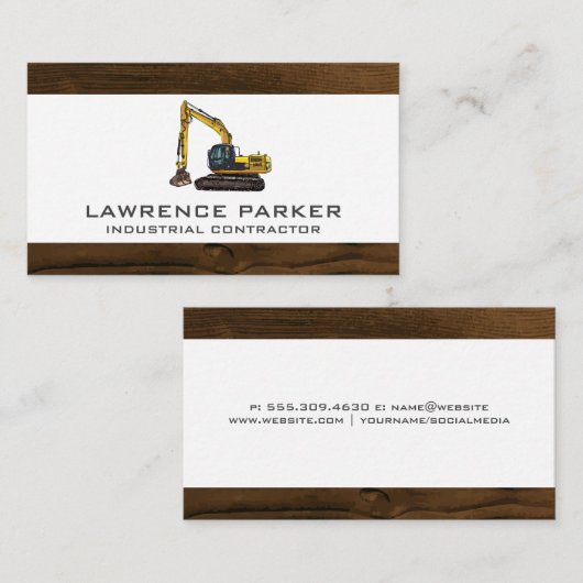 Bouwvoertuig graafmachine Logo Visitekaartje (Voorkant / Achterkant)