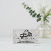 Bouwvoertuig graaft | Betonachtergrond Visitekaartje (Staand voorkant)