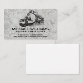 Bouwvoertuig graaft | Betonachtergrond Visitekaartje (Voorkant / Achterkant)