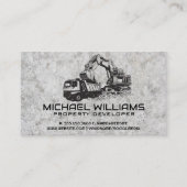 Bouwvoertuig graaft | Betonachtergrond Visitekaartje (Voorkant)