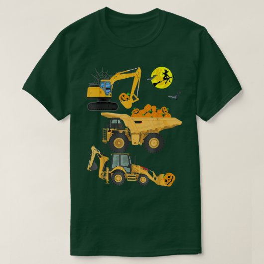 Bouwvoertuig Halloween Crane Truck Pumpkin T-shirt (Design voorkant)