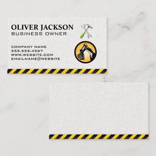 Bouwvoertuig | Hardwarehulpmiddelen Visitekaartje (Voorkant / Achterkant)