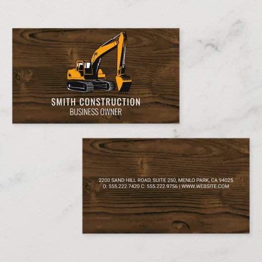 Bouwvoertuig | Hout Visitekaartje (Voorkant / Achterkant)