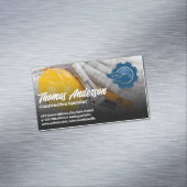 Bouwvoertuig Logo | Blauwdrukken Magnetisch Visitekaartje (Voorbeeld)