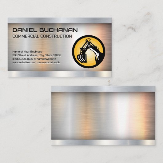 Bouwvoertuig Logo | Metaal Visitekaartje (Voorkant / Achterkant)