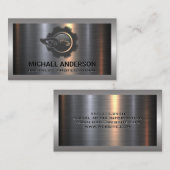 Bouwvoertuig Logo | Metallic Industrial Visitekaartje (Voorkant / Achterkant)