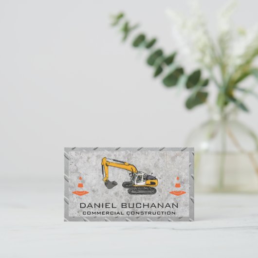 Bouwvoertuig | Metaal en beton Visitekaartje (Staand voorkant)