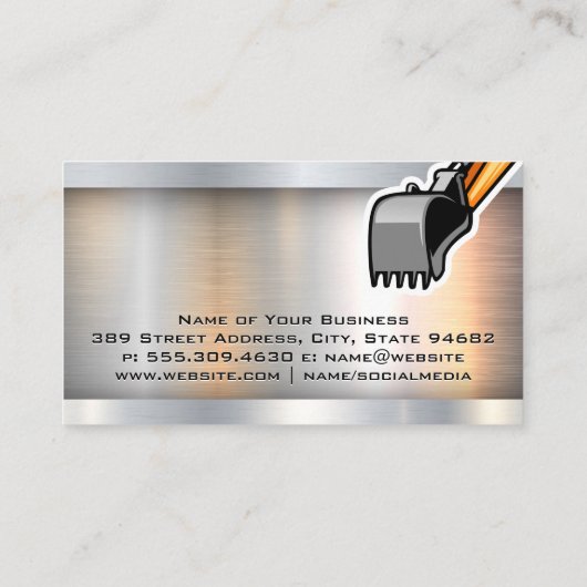 Bouwvoertuig | Metaal Visitekaartje (Achterkant)