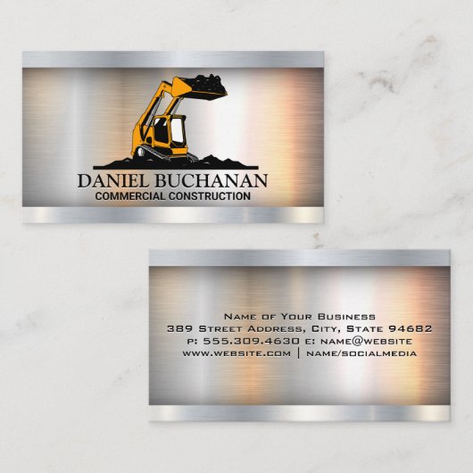 Bouwvoertuig | Metaal Visitekaartje (Voorkant / Achterkant)