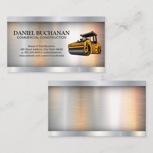 Bouwvoertuig | Metallic Industrial Visitekaartje (Voorkant / Achterkant)