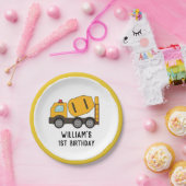 Bouwvoertuig Mixer Vrachtwagen Verjaardag Papieren Bordje (Feest)