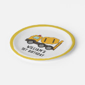 Bouwvoertuig Mixer Vrachtwagen Verjaardag Papieren Bordje (Gekanteld)