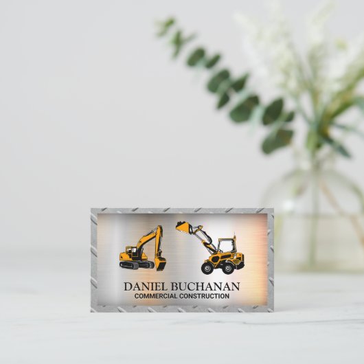 Bouwvoertuig | Rand staal Visitekaartje (Staand voorkant)