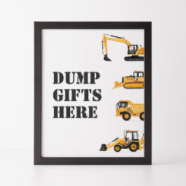 Bouwvoertuig Verjaardag Dump Gifts Here Sign Poster