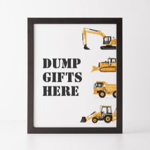 Bouwvoertuig Verjaardag Dump Gifts Here Sign Poster