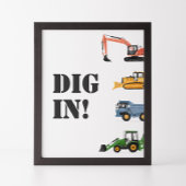 Bouwvoertuig Verjaardag Graven in Voedsel teken Poster