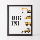 Bouwvoertuig Verjaardag Graven in Voedsel teken Poster