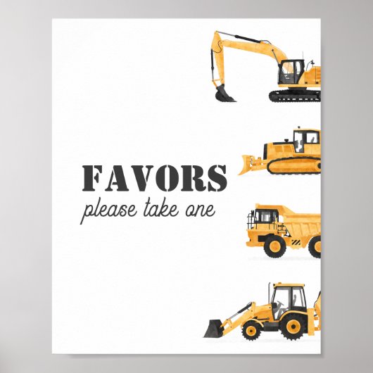 Bouwvoertuig Verjaardag gunsten teken Poster (Voorkant)