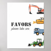 Bouwvoertuig Verjaardag gunsten teken Poster (Voorkant)