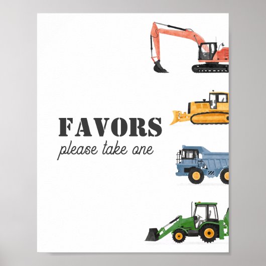 Bouwvoertuig Verjaardag gunsten teken Poster (Voorkant)