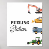 Bouwvoertuig Verjaardag Tankstation teken Poster (Voorkant)