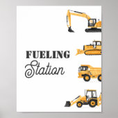 Bouwvoertuig Verjaardag Tankstation teken Poster (Voorkant)