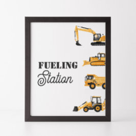 Bouwvoertuig Verjaardag Tankstation teken Poster