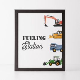 Bouwvoertuig Verjaardag Tankstation teken Poster