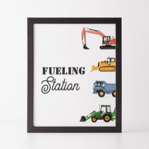 Bouwvoertuig Verjaardag Tankstation teken Poster