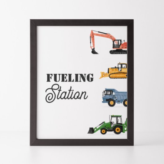 Bouwvoertuig Verjaardag Tankstation teken Poster
