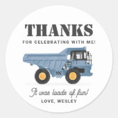 Bouwvoertuig Verjaardagsfeest Ronde Sticker (Voorkant)