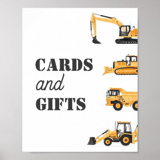 Bouwvoertuig Verjaardagskaarten en Giften Teken Poster (Voorkant)