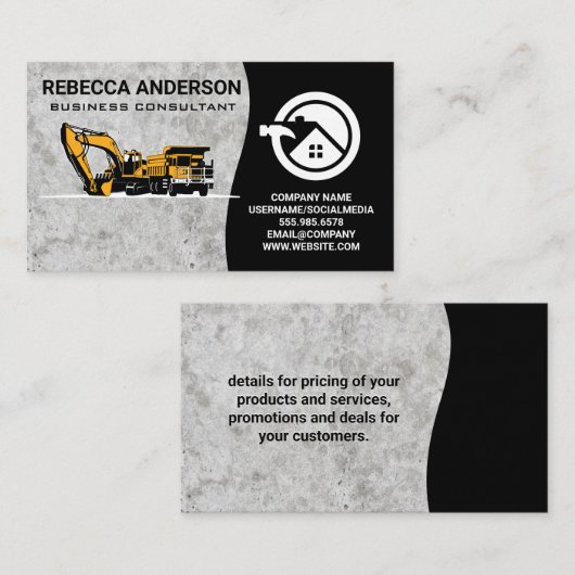 bouwvoertuig | woningbouw visitekaartje (Voorkant / Achterkant)