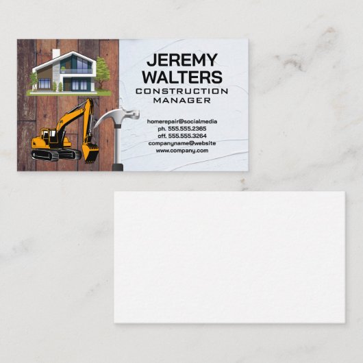 bouwvoertuig | woningverbetering visitekaartje (Voorkant / Achterkant)